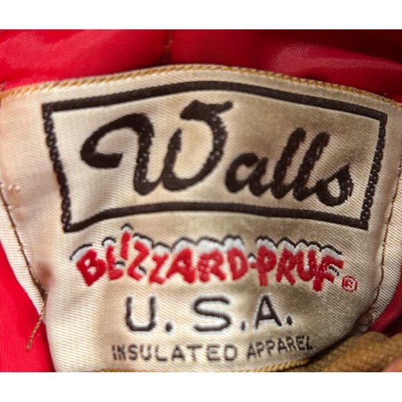 Vtg Walls Blizzard-Pruf Quilted Barn Coat Mens L Brown Corduroy Collar Workwear - Picture 5 of 16